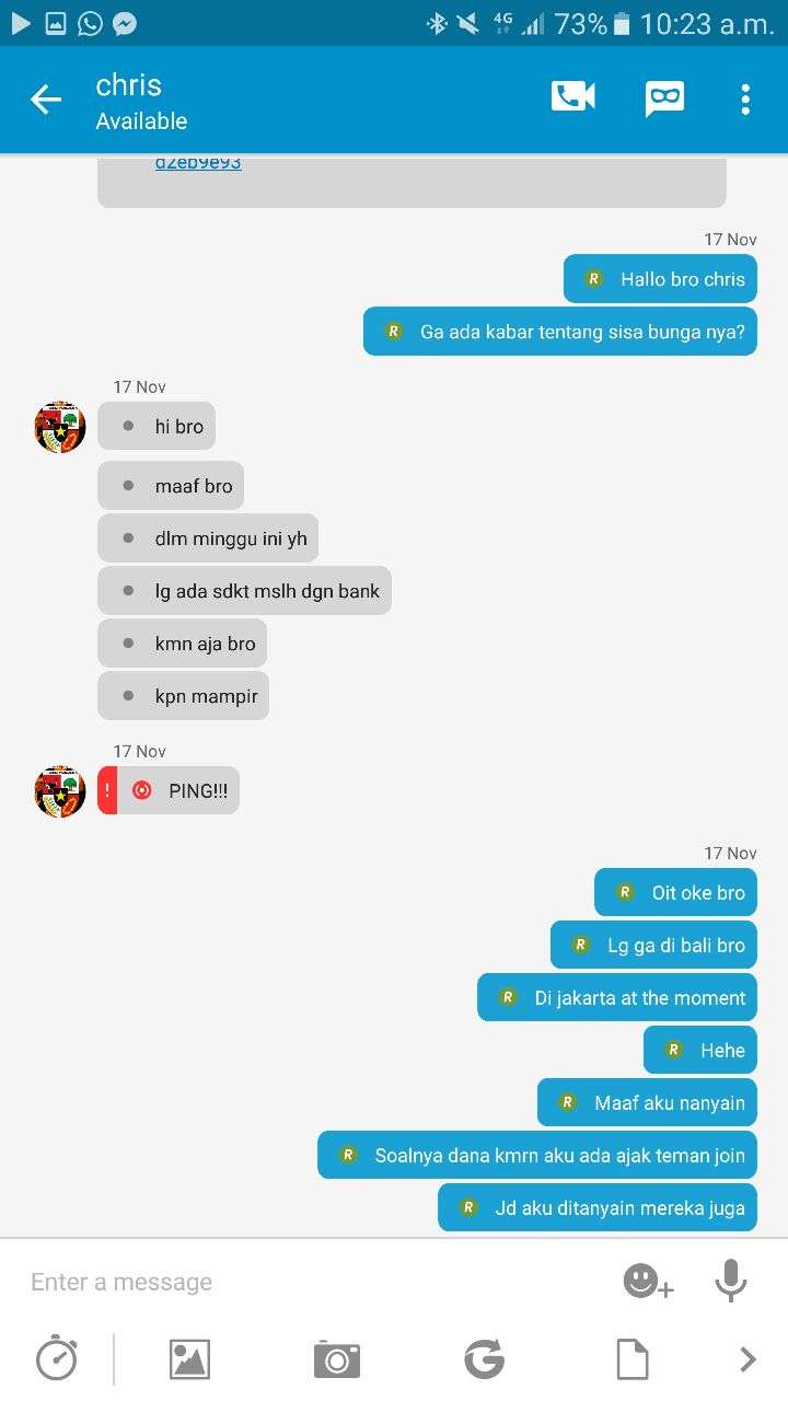 HATI2 DENGAN CHRIS GUNAWAN PEMILIK SPA H69 BALI (BUKTI GAMBAR SCREENSHOT)