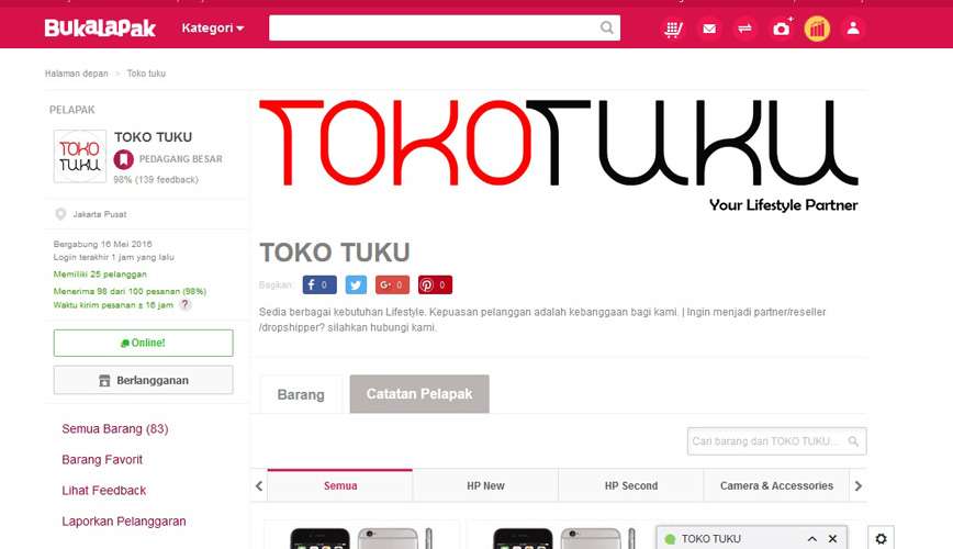 Merchant TOKO TUKU di Bukalapak: Penipu kah?