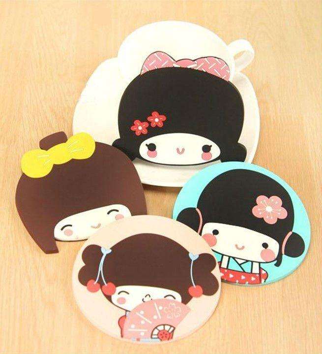 READY STOCK CUP COASTER / TATAKAN GELAS KITTY, MELODY, JAPANESE GIRL, RILAKKUMA