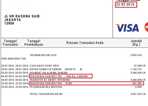 SURAT TERBUKA UNTUK TOKOPEDIA (WASPADA PERCOBAAN PENIPUAN KARTU KREDIT!!!)