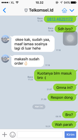Modus Penipuan Kuota Internet oleh Telkomsel.Id (LINE)