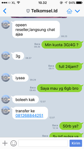 Modus Penipuan Kuota Internet oleh Telkomsel.Id (LINE)