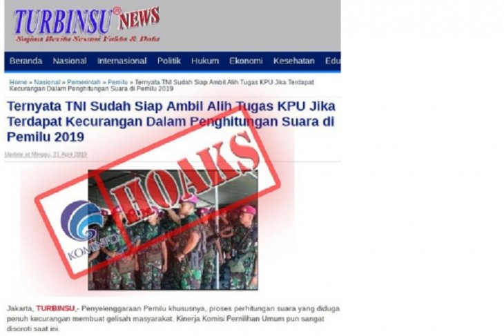 &#91;Breaking News&#93; Hoaks, informasi TNI akan ambil tugas KPU bila pemilu curang