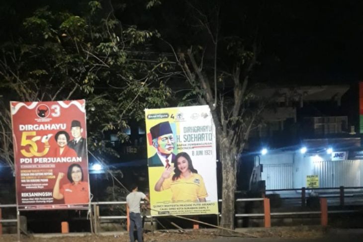 Bakal caleg Golkar Surabaya sebarkan kontribusi Pak Harto lewat baliho