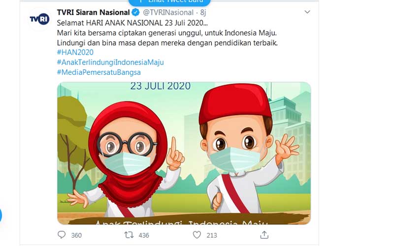 Poster Hari Anak Nasional Siswa/i SD Berpeci &amp; Berjilbab, TVRI Diprotes Warganet