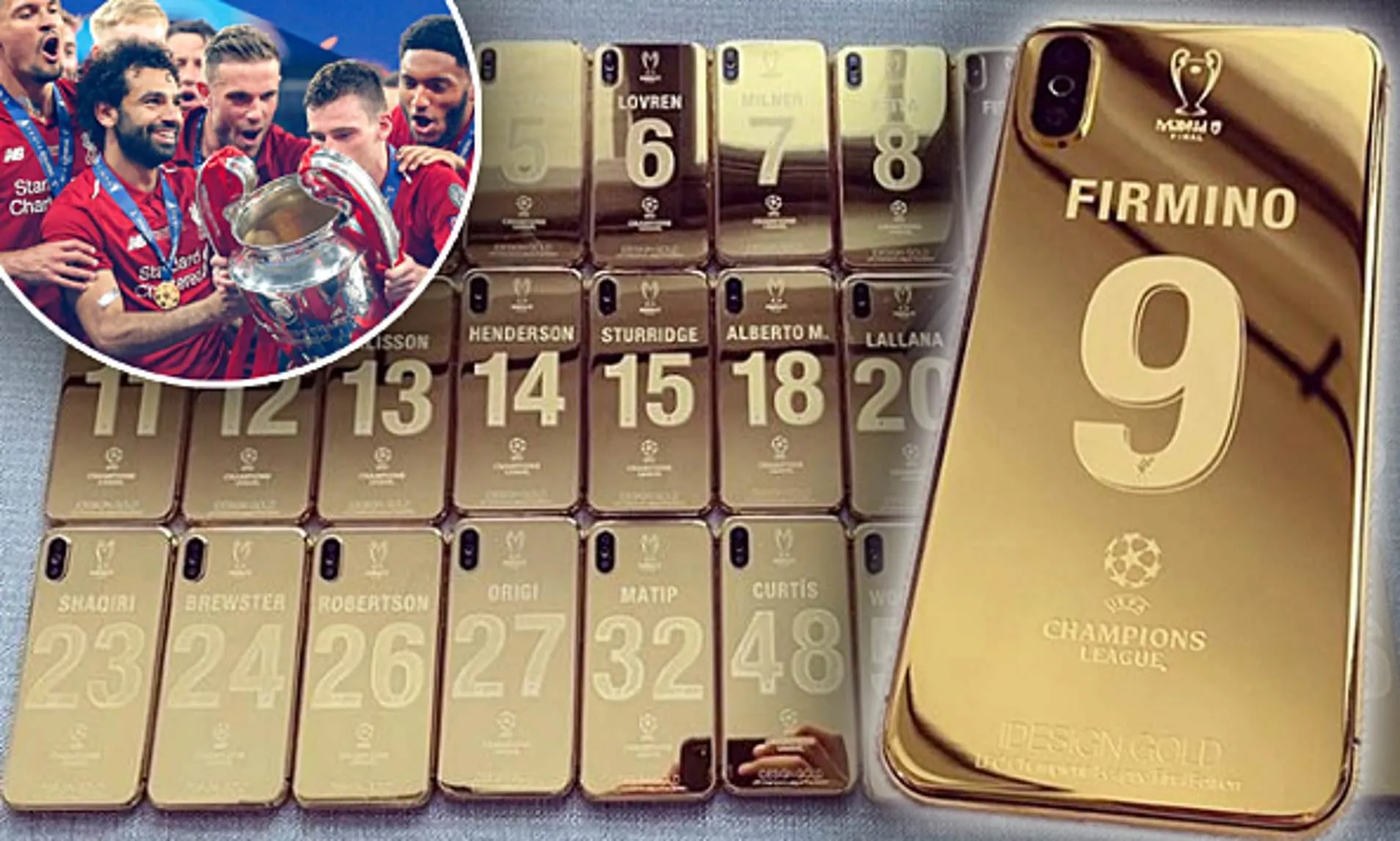 Pemain Liverpool Diberi Hadiah Casing iPhone X Berlapis Emas 24 Karat