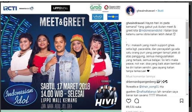Marion ,Ghea ,Jodie Di Depak Dari Indonesian Idol 2018