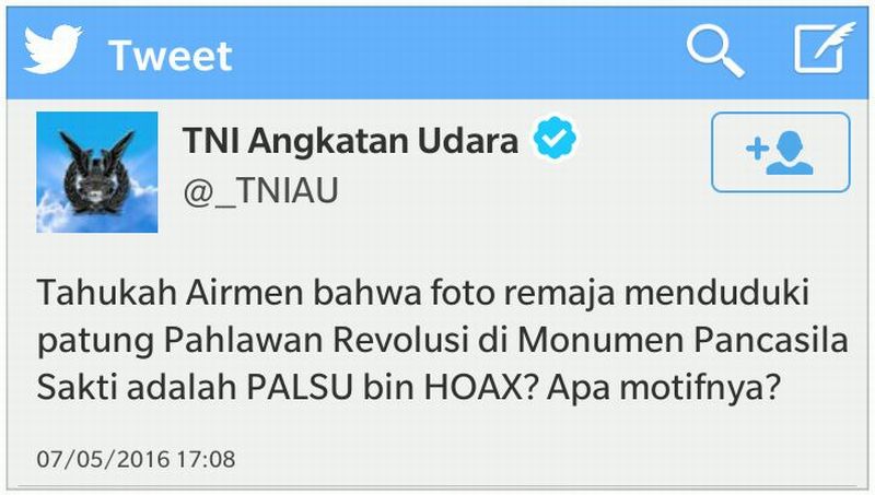 Nekat, Roy Suryo Semprot Admin Akun TNI AU