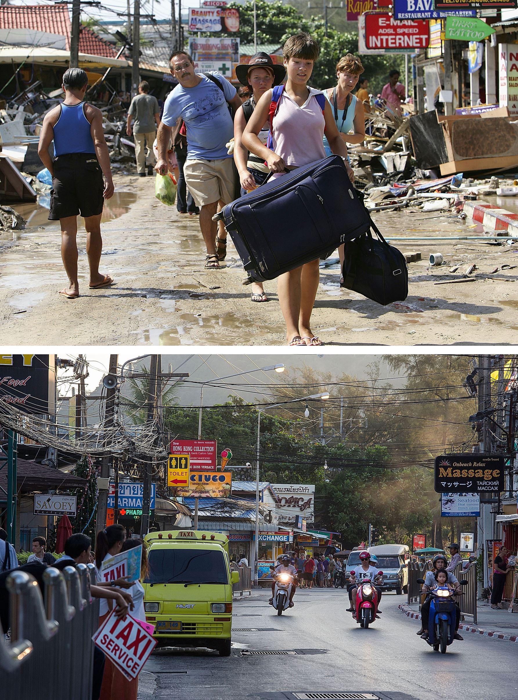 Foto Beberapa Saat Sesudah Tsunami Aceh dan 10 Tahun Sesudahnya