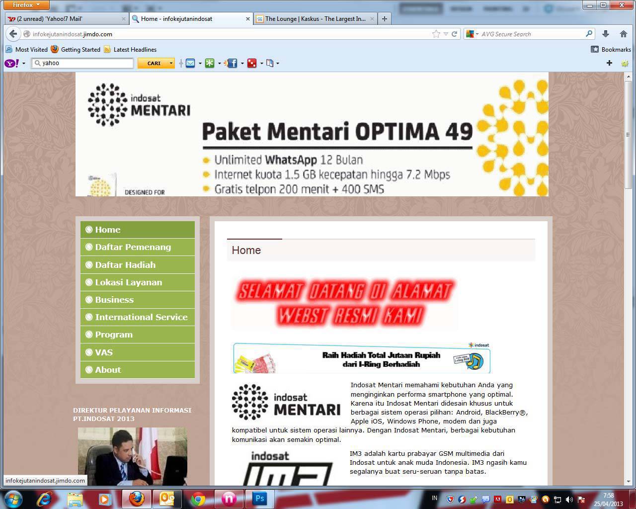 Niat banget nipunya (yang punya nomor indosat masuk)