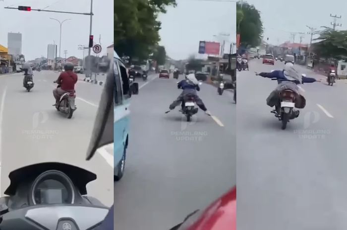 Freestyle Naik Motor, Polisi Kaget Raja Jalanan Mendadak Kesurupan