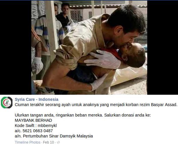 Foto-foto Palsu Suriah di Syria Care Indonesia untuk Fitnah dan Adu Domba