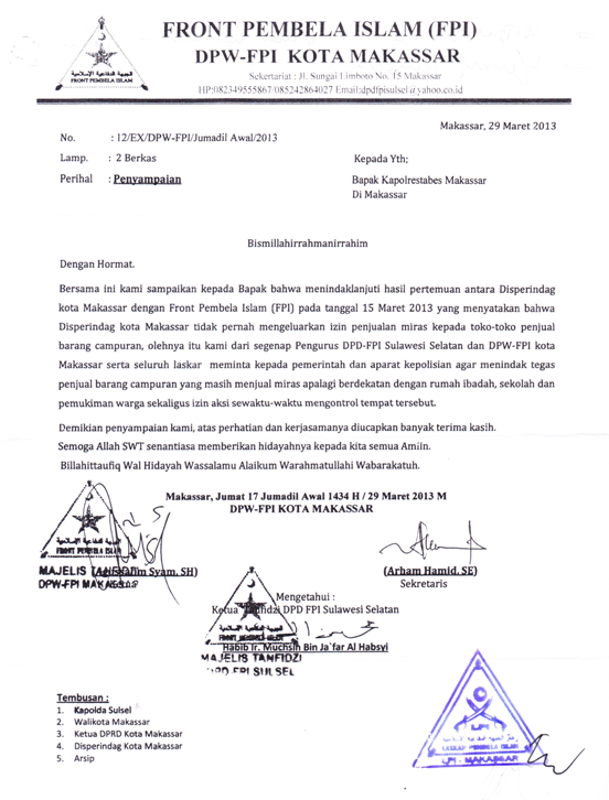 FPI Dituduh Merampok Toko Miras