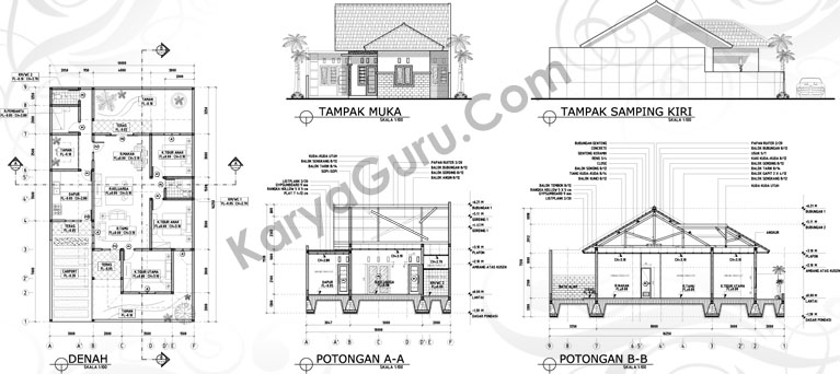 Denah Rumah Type 36 Beserta Tampak Dan Potongan Arsihome Images