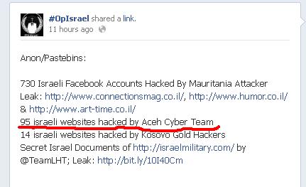 Serangan 7 April 2013 Anonymous Hacker ke Israel - OpIsrael, Operasi kepada Internet 