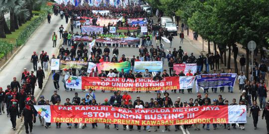 Pemandangan Demo Buruh DI Bundaran HI 