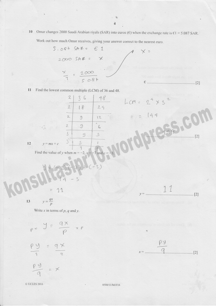 Pembahasan IGCSE MATH May 2016
