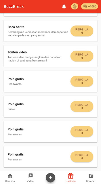 Dapatkan Uang dari Membaca dengan Aplikasi BuzzBreak