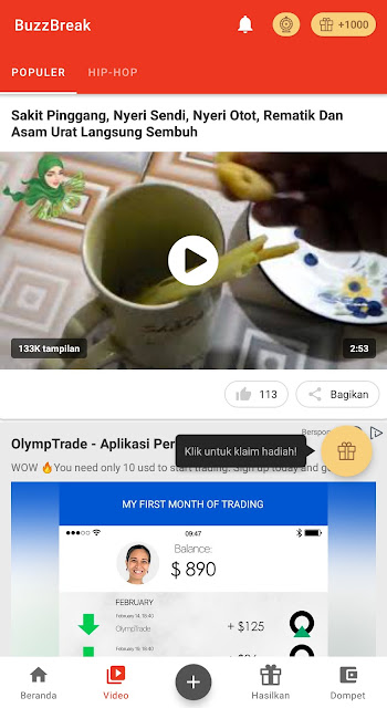 Dapatkan Uang dari Membaca dengan Aplikasi BuzzBreak