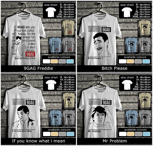 Terjual TERLENGKAP Kaos  Distro Lucu Gokil 9GAG 