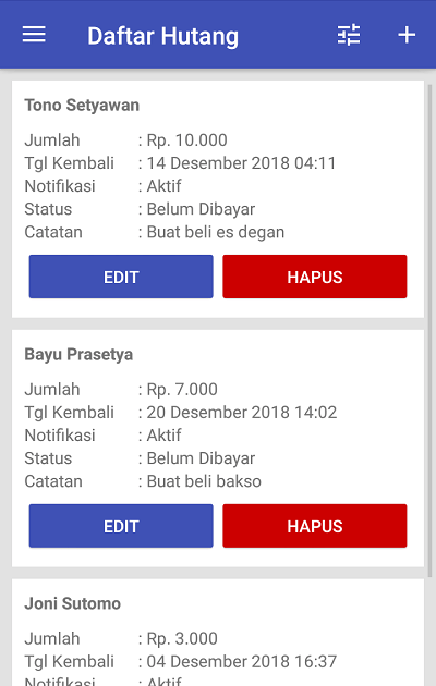 Aplikasi Pengingat Hutang Piutang 2019