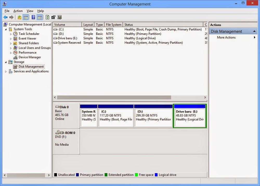 Cara Membuat Partisi Harddisk Laptop Tanpa Aplikasi