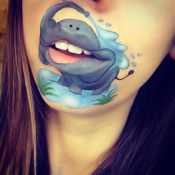 [FOTO] Lip art, sulap bibir jadi karakter imut
