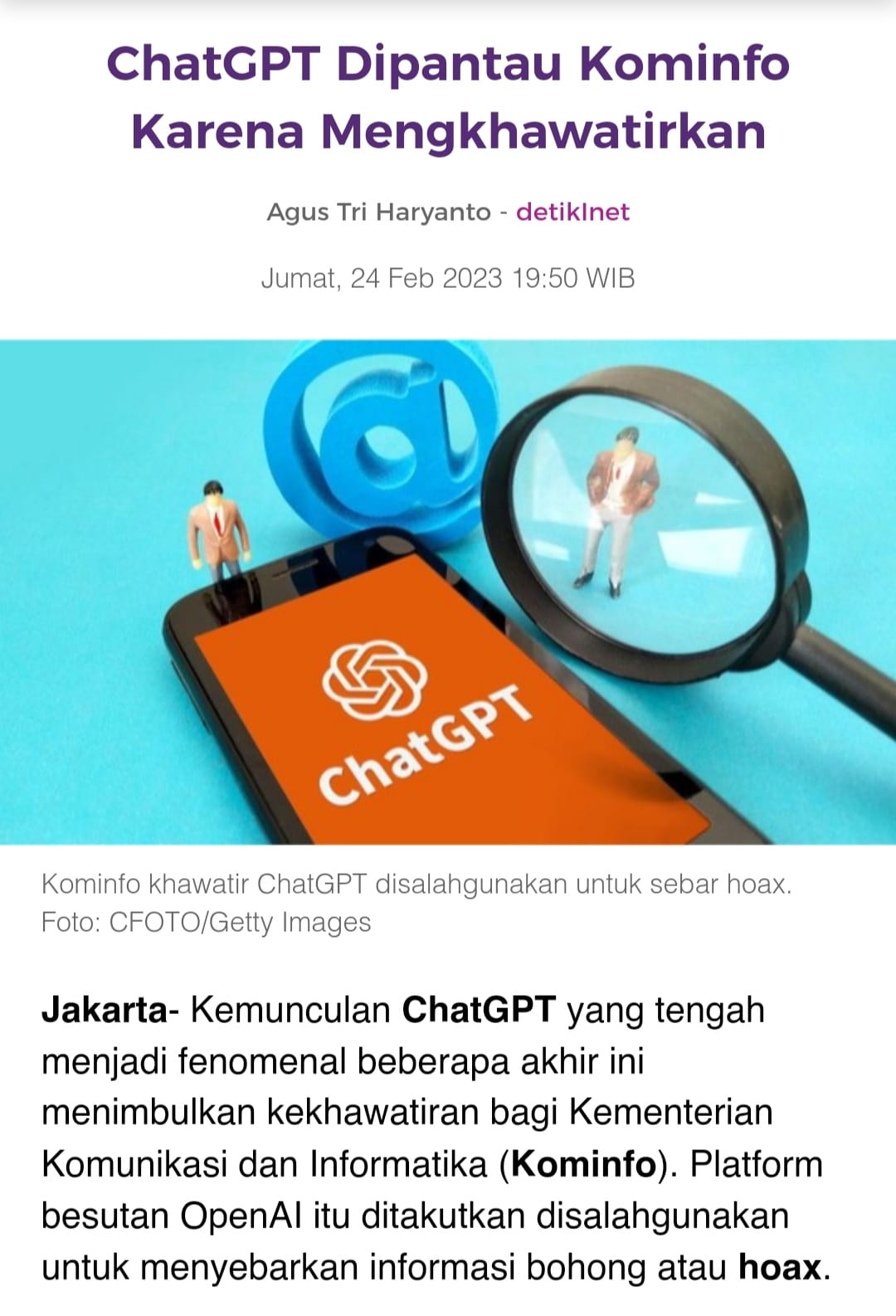 Dipantau Kominfo, Platform Chat GPT Modus Sebar Hoax?