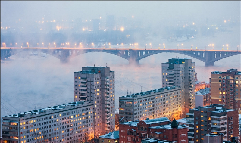 Indahnya musim dingin di Kota Krasnoyarsk Rusia