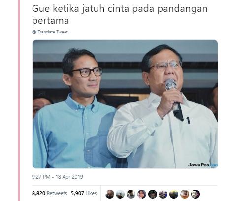 Kocak, Netizen Ini Bikin Kompilasi Perjalanan Prabowo dan Sandiaga Uno