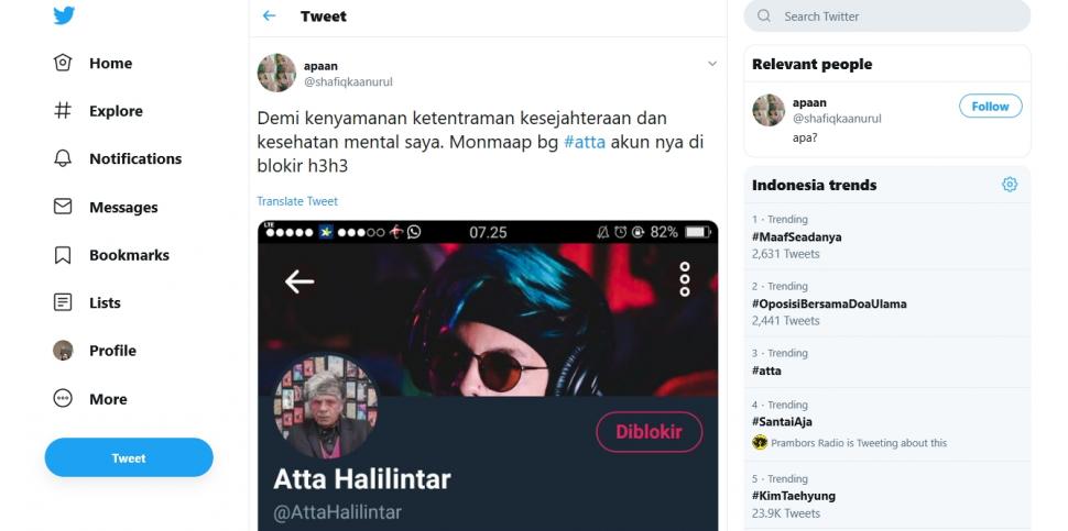 Beralih ke Twitter, Netizen Ramai-ramai Blokir Atta Halilintar