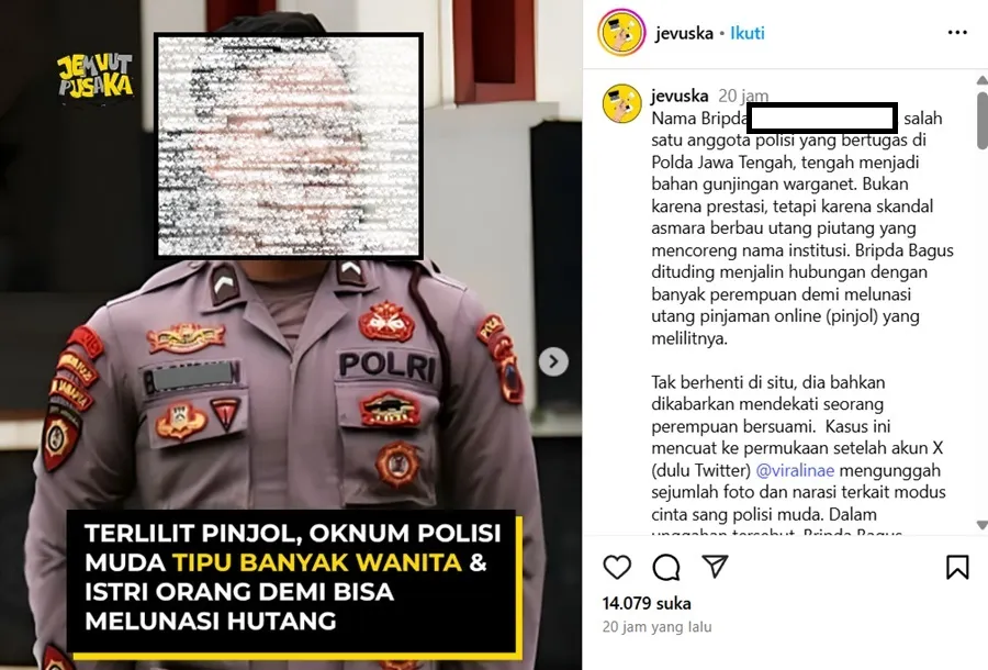 Oknum Polisi Polda Jateng Diduga Pacari Banyak Perempuan, Belum Ada Laporan Resmi