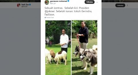 Fadli Zon Dibandingkan dengan Jokowi Bawa Anjing dan Kambing