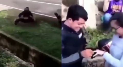 Terjatuh Masuk Got, Pria Ini Lamar Kekasih, 'Kupinang Kau di Selokan
