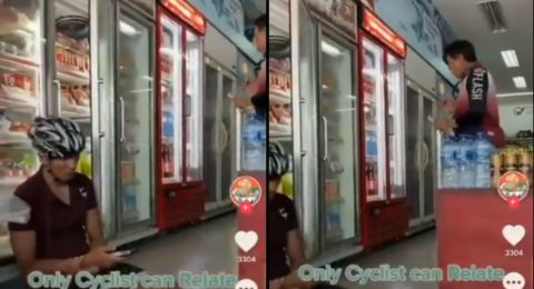 Viral Video Pesepeda Ngadem di Minimarket, Aksinya Banjir Kritik Warganet