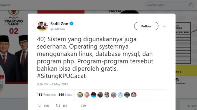 Bungkam Fadli Zon yang Kritik Server KPU, Pria Ini Jelaskan Sistem Linux