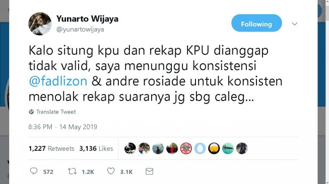BPN Tolak Situng KPU, Yunarto Wijaya Sentil 2 Gerindra