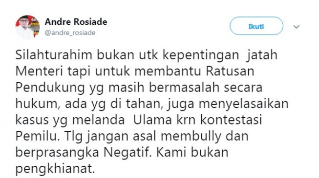 Demokrat Tegur Gerindra Soal Rekonsiliasi Minta Bebaskan Pendukung Ditahan
