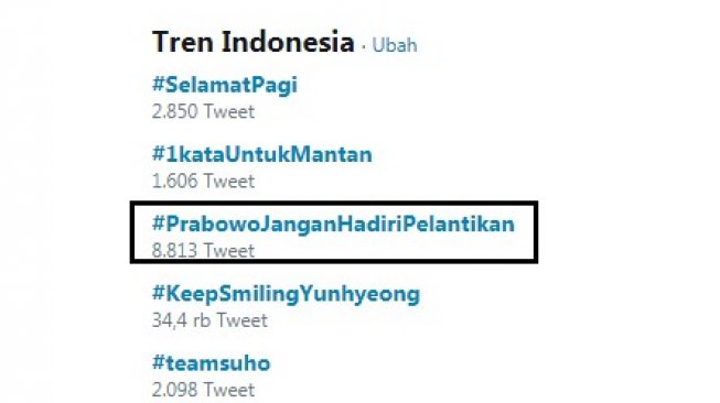 Belum Terima Kekalahan, Heboh Tagar #PrabowoJanganHadiriPelantikan