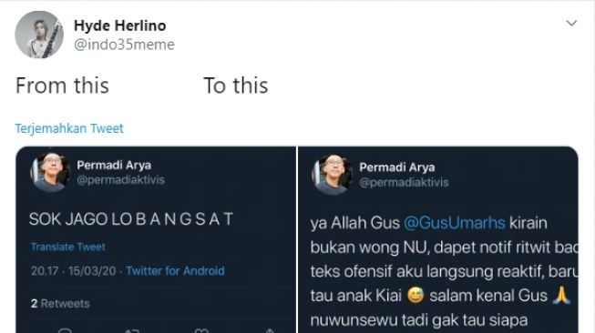 Awalnya Gahar, Abu Janda Jadi Lembek Usai Tahu yang Dia Maki Anak Kiai