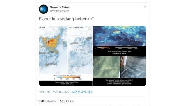 Nasa Pamer Potret Bumi Usai Diserang Virus Corona