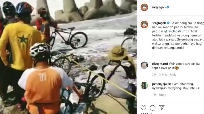 Tak Gubris Imbauan Tim SAR, Rombongan Pesepeda Diterjang Ombak Pantai Glagah