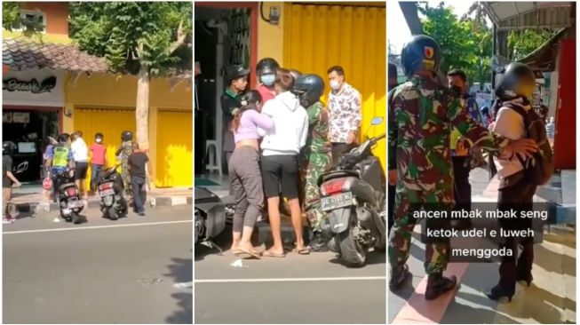Viral Video Dua Wanita Adu Pukul Perebutkan Lelaki, TNI Sampai Ikut Melerai