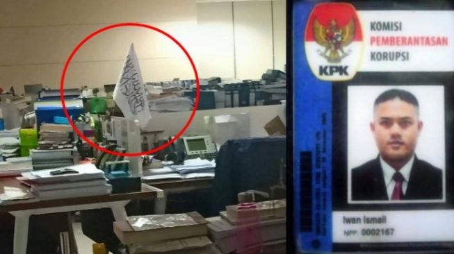 satpam-dipecat-karena-foto-bendera--hti--di-ruang-kerja-pegawai-kpk-pastikan-hoaks