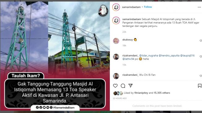 Viral, Masjid di Jalan Pangeran Antasari Samarinda Pasang 13 Toa Sekaligus