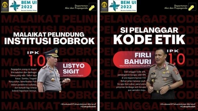 Ramai BEM UI Kritik Kabinet Jokowi 'Nasakom', Menteri hingga Kapolri Cuma Dapat IPK
