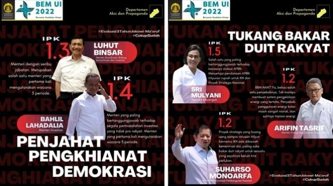 Ramai BEM UI Kritik Kabinet Jokowi 'Nasakom', Menteri hingga Kapolri Cuma Dapat IPK