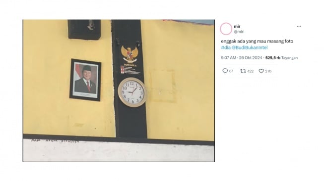 Ruang Kelas Tanpa Foto Gibran, Hanya Prabowo Sendiri dengan Lambang Garuda