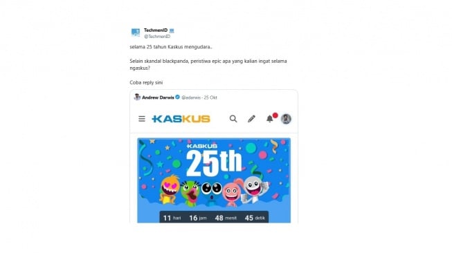 Kaskus 25 Tahun, Netizen Nostalgia Momen Viral dari Blackpanda hingga Fufufafa
