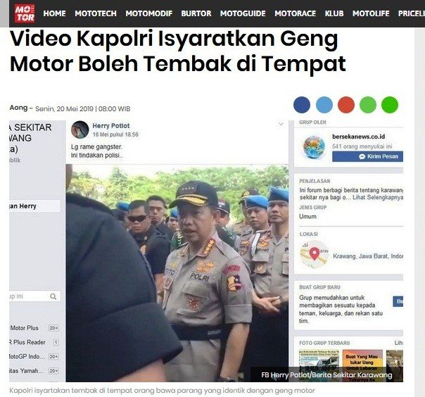 CEK FAKTA: Hoaks, Video Kapolri Tito Bilang Masyarakat Boleh Ditembak